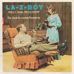 La Z Boy Reclina Rocker Chair Mid Century Living Room Vintage Print Ad 1970